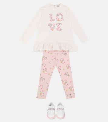Bébé – Ensemble top et legging en coton à fleurs | Monnalisa