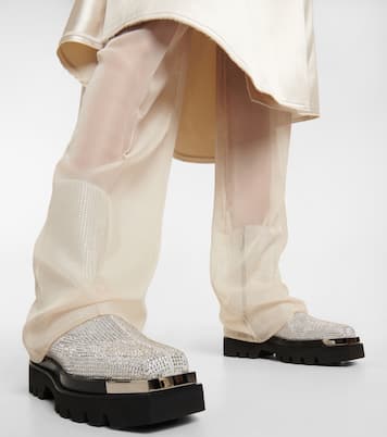 Crystal-embellished leather boots | Peter Do