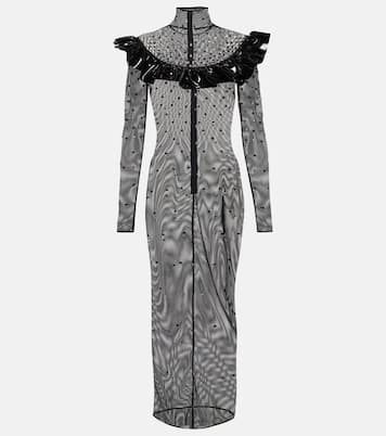 Abito midi in mesh con cristalli | Alessandra Rich