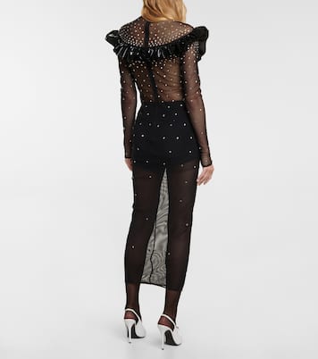 Abito midi in mesh con cristalli | Alessandra Rich