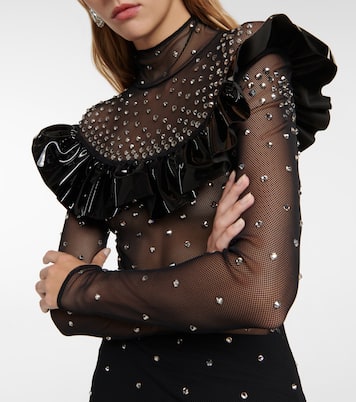 Abito midi in mesh con cristalli | Alessandra Rich