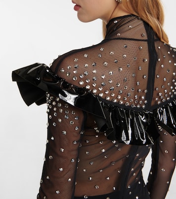 Abito midi in mesh con cristalli | Alessandra Rich