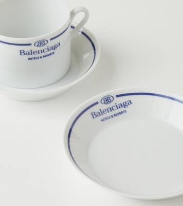 Set of 2 logo porcelain teacups and saucers | Balenciaga