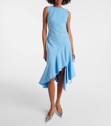 Robe midi asymétrique en laine mélangée | Oscar de la Renta