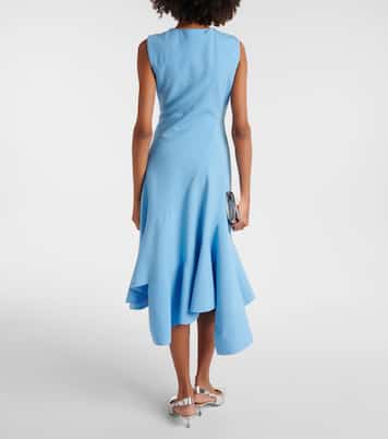 Robe midi asymétrique en laine mélangée | Oscar de la Renta
