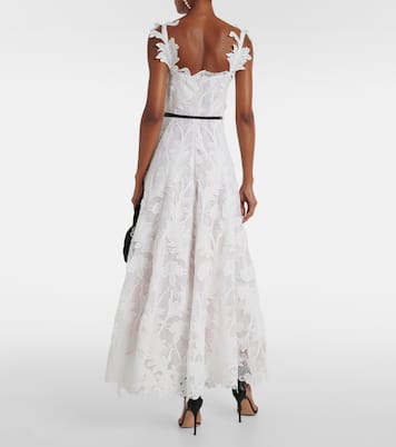 Robe longue Marbled Carnation en dentelle  | Oscar de la Renta