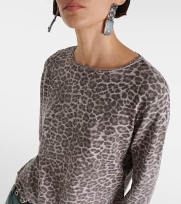 Distressed leopard-print jersey sweater | Balenciaga