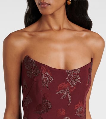 Robe longue corset à fleurs métallisées | Markarian