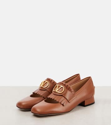 VLogo Signature fringed leather flats | Valentino Garavani
