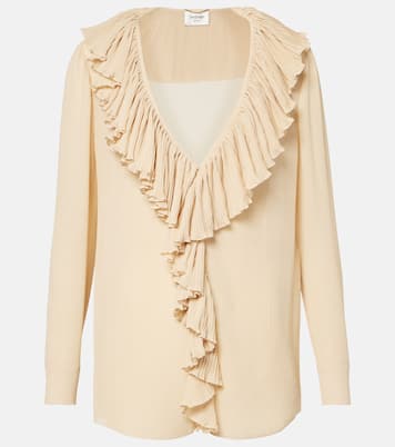 Ruffled silk crepon blouse | Saint Laurent