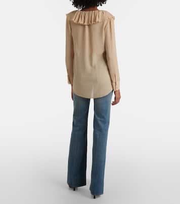 Ruffled silk crepon blouse | Saint Laurent
