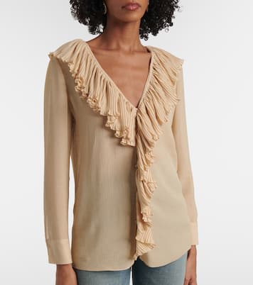 Ruffled silk crepon blouse | Saint Laurent