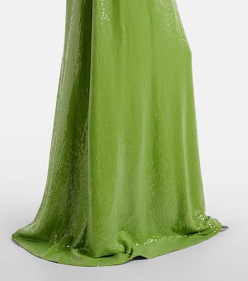 Floral-appliqué sequined jersey gown | Oscar de la Renta