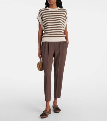 Cropped crêpe slim pants | Brunello Cucinelli
