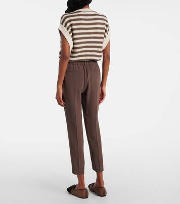 Cropped crêpe slim pants | Brunello Cucinelli