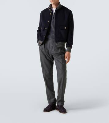 Herringbone cashmere half-zip sweater | Brunello Cucinelli