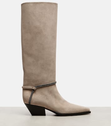 Monili suede knee-high boots | Brunello Cucinelli