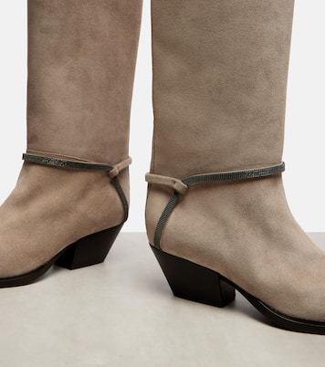 Monili suede knee-high boots | Brunello Cucinelli