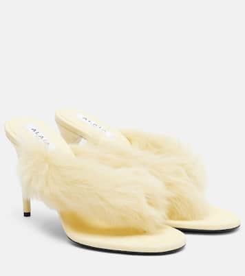 Tongs en cuir et shearling | Alaïa