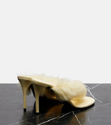 Tongs en cuir et shearling | Alaïa