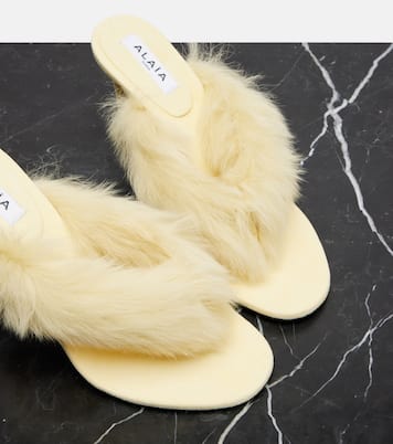 Tongs en cuir et shearling | Alaïa