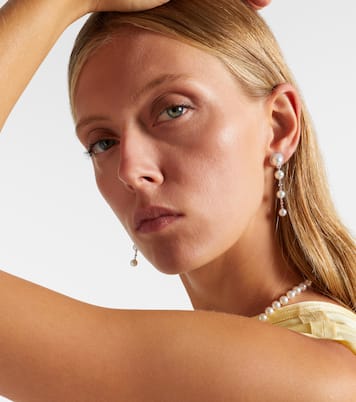 Ohrringe aus 18kt Weißgold mit Diamanten und Akoyaperlen | Mikimoto