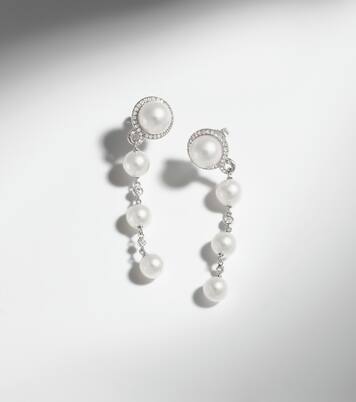 Ohrringe aus 18kt Weißgold mit Diamanten und Akoyaperlen | Mikimoto