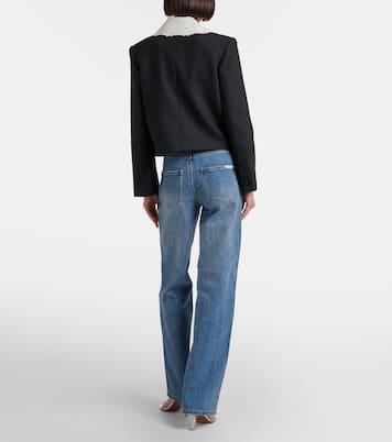 High-Rise Straight Jeans mit Kristallen | Self-Portrait