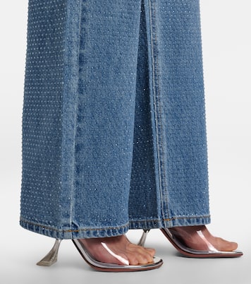 High-Rise Straight Jeans mit Kristallen | Self-Portrait