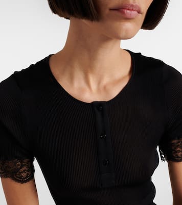 Top aus Seiden-Jersey mit Spitze | Saint Laurent