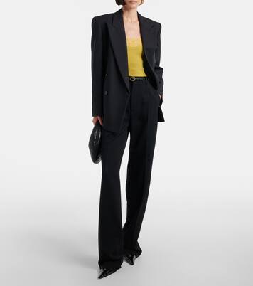 Lace-trimmed ribbed-knit silk camisole | Saint Laurent