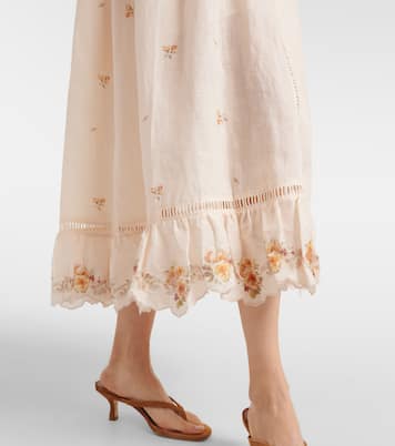 Patience floral linen midi dress | Zimmermann