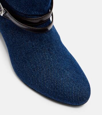 Kat denim knee-high wedge boots | Ganni