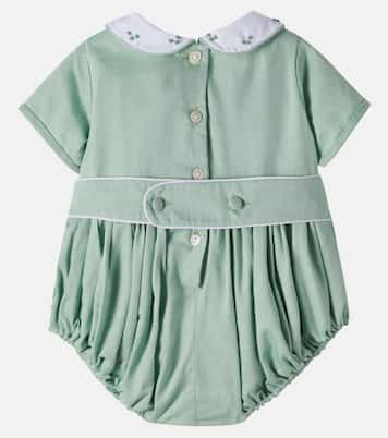 Baby smocked embroidered cotton playsuit | Pepa London