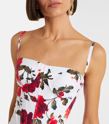 Floral tiered cotton-blend corset dress | Carolina Herrera