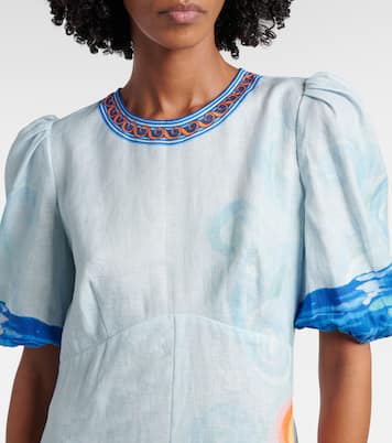 Printed linen midi dress | Alémais