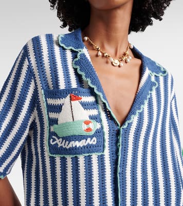 Crochet striped cotton shirt | Alémais