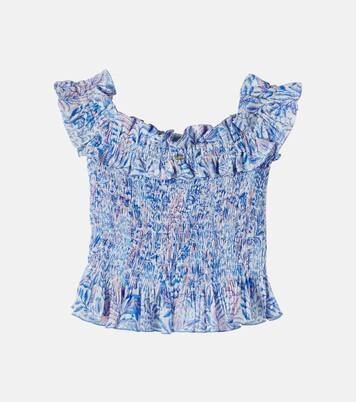 Alitza floral smocked cotton-blend top | Poupette St Barth Kids