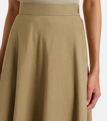 Linen and silk twill midi skirt | Max Mara