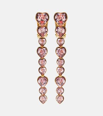 Heart crystal-embellished clip-on earrings | Oscar de la Renta