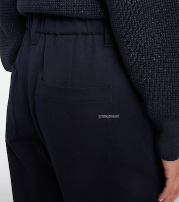 Pantalones rectos en mezcla de algodón con cuentas Monili | Brunello Cucinelli