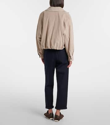 Pantalones rectos en mezcla de algodón con cuentas Monili | Brunello Cucinelli