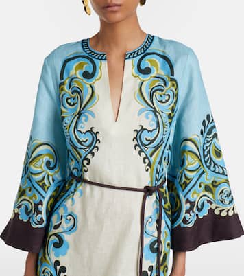 Natalia printed linen midi dress | Alémais