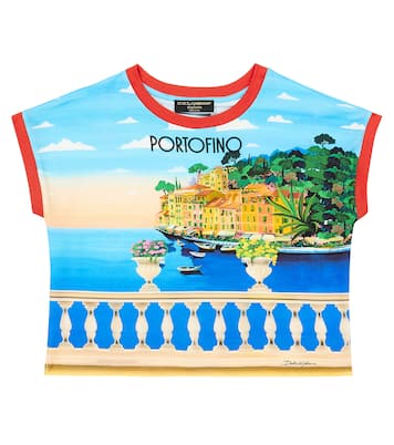 Portofino printed cotton jersey T-shirt | Dolce&Gabbana Kids
