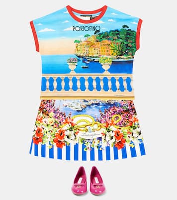 Portofino printed cotton jersey T-shirt | Dolce&Gabbana Kids