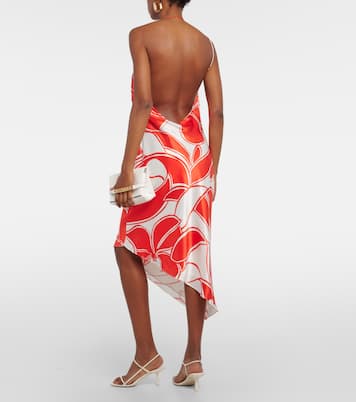 Robe midi Ramona imprimée en soie | SIR