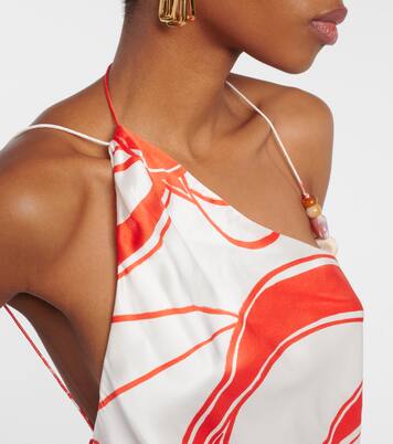 Robe midi Ramona imprimée en soie | SIR