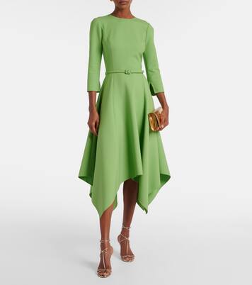 Robe midi asymétrique en laine mélangée | Oscar de la Renta