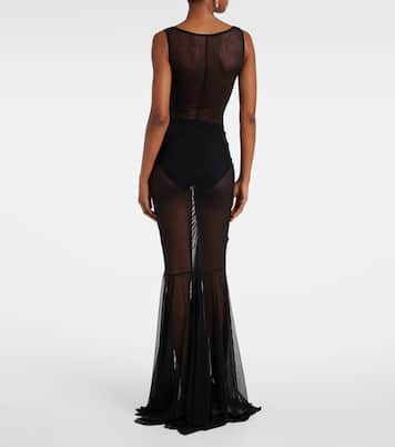 Tara ruched mesh gown | Norma Kamali