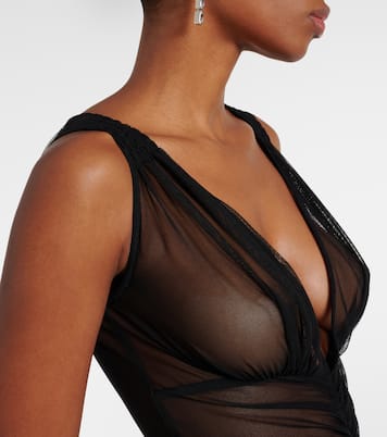 Tara ruched mesh gown | Norma Kamali